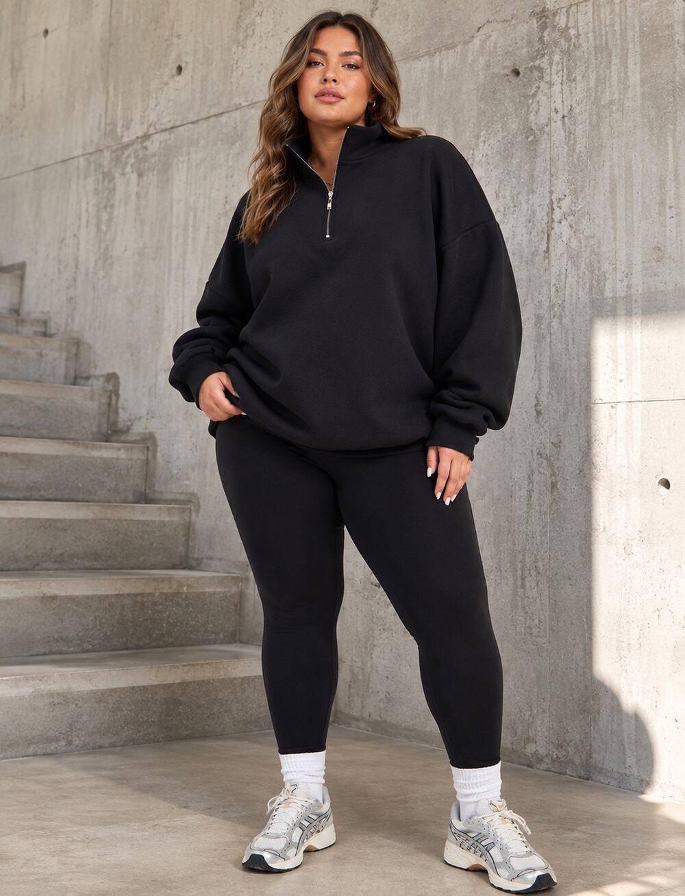 Boohoo Oversized Sweatshirt and Legging Set, Black, size 18